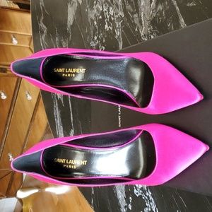 SOLD Saint Laurent Fushia Satin Shoes Size 41